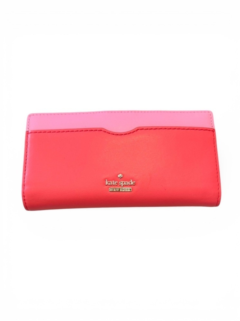Kate Spade Pink & Coral Slim Two-Tone Leather Wallet NWOT